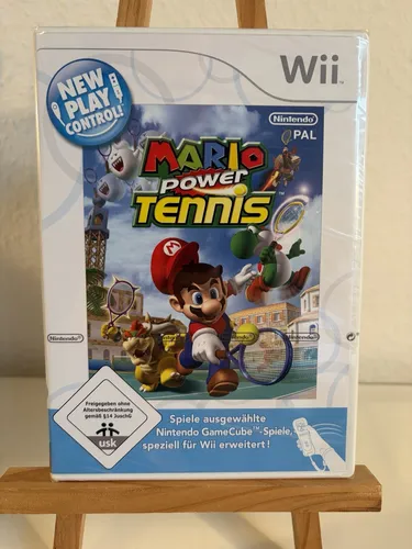 Nintendo Wii Mario Power Tennis - Neu & Sealed - Sportspiel für Nintendo Wii, GameCube und Wii U, bietet spannende Tennisaction mit Mario und Freunden, ideal für Sammler und Fans.