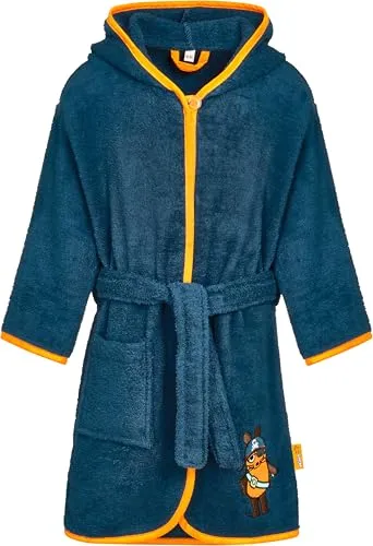 Playshoes Frottee-Bademantel für Kinder - Flauschig weicher Bademantel für kleine DIE MAUS Fans. Mit großer Kapuze und praktischem Bindegürtel, ideal zum Aufwärmen nach dem Schwimmen. Oeko-Tex-Standard 100 für geprüfte Qualität.