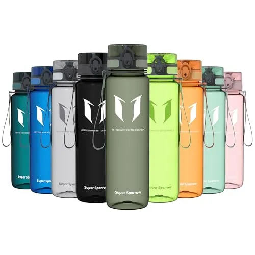 Super Sparrow Trinkflasche - Tritan Wasserflasche - 1000ml - BPA-frei - Ideale Sportflasche - Sport, Wasser, Fahrrad, Fitness, Uni, Outdoor - Leicht, Nachhaltig