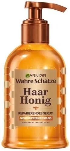 Garnier Wahre Schätze Haarserum - Haarserum für splissiges und brüchiges Haar, repariert und stärkt mit Akazienhonig, bietet Hitzeschutz bis 230°C für gesundes, glänzendes Haar.