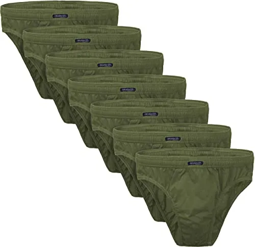 BRUBAKER 7er Pack Herren Slips 100% Baumwolle - Multipack Männer Unterhosen - Olive Gr. XL