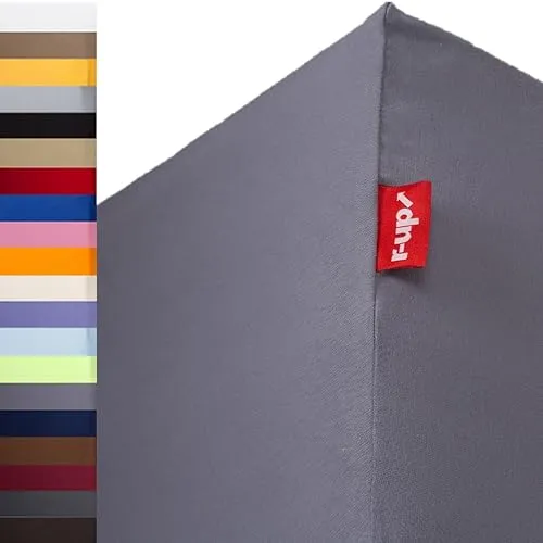 r-up Spannbettlaken 180x200-200x220 cm, grau - Hochwertiges Spannbettlaken aus 100% Baumwolle, perfekt für Boxspringbetten. Mit elastischem Rundumgummi für faltenfreien Sitz und einfache Handhabung. Pflegeleicht und Oeko-TEX zertifiziert.