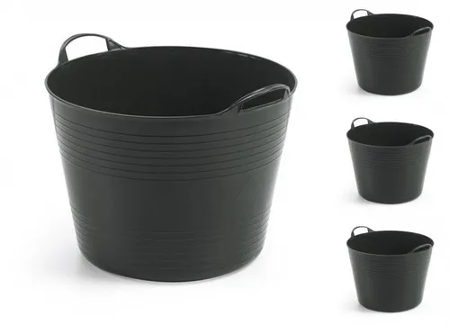 Flexibler Gartenkorb 40 L - Schwarz - Vielseitiger Aufbewahrungskorb mit 40 Liter Kapazität, ideal für Garten, Einkauf oder Wäsche. Hergestellt in Italien, aus robustem Kunststoff für langlebige Nutzung.
