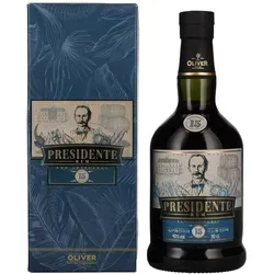 Presidente 15 Sistema Solera Rum 40% Vol. 0,7l - Exzellenter 15 Jahre alter Rum aus der Dominikanischen Republik, gereift im Solera-Verfahren. Vollmundig, mit Aromen von Karamell und Vanille. Ideal für puren Genuss oder hochwertige Cocktails.
