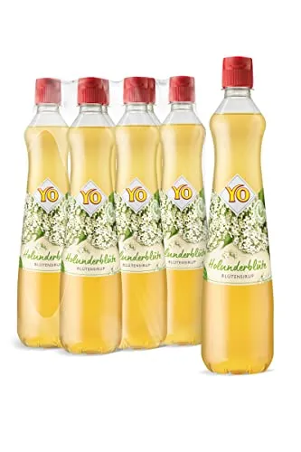 YO Sirup Holunderblüte – 6 x 700 ml für 6 Liter Getränke - Sirupe: Mit nur einer Flasche YO Holunderblütensirup können Sie bis zu 6 Liter Fertiggetränk herstellen – ohne Süßungsmittel, vegan und ideal für Wassersprudler oder Cocktails!