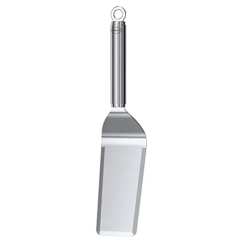 RÖSLE Plancha-Spachtel schmal, Hochwertiger Grillspachtel mit abgerundeten Ecken zum Wenden von Fleisch und Gemüse, spülmaschinengeeignet, silbern, Edelstahl 18/10