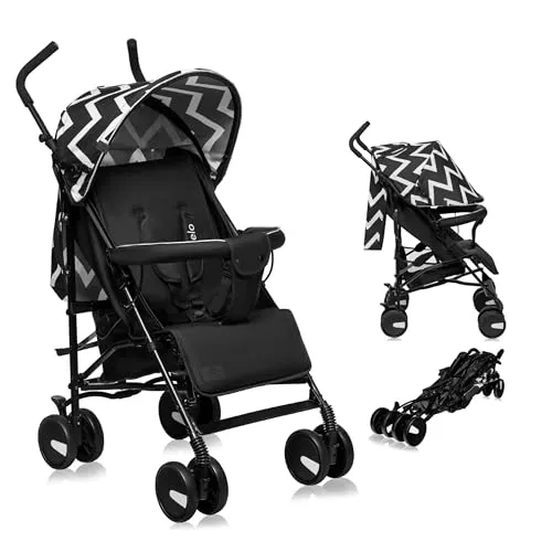lionelo Kinder-Buggy ELIA OSLO - Faltbarer Kinderbuggy für Babys von 6 bis 32 Monaten, mit 5-Punkt-Gurtsystem, 4-fach verstellbarer Rückenlehne und XXL Verdeck für optimalen Schutz.