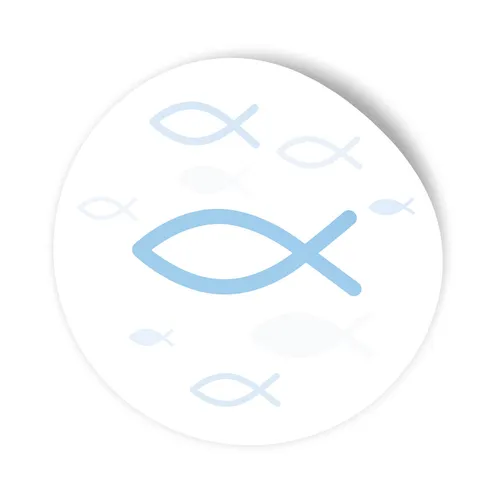 itenga 25x Sticker Aufkleber Fisch hellblau Kommunion Konfirmation Taufe 4cm