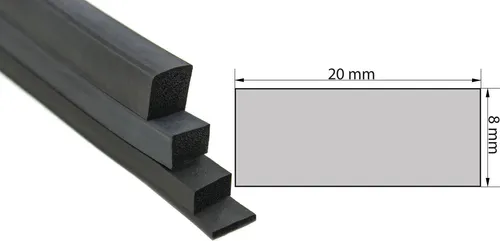 VKP8X20 Moosgummi EPDM - Vierkantprofil 8X20 mm Gummiprofil, Profilgummi, Rechteck