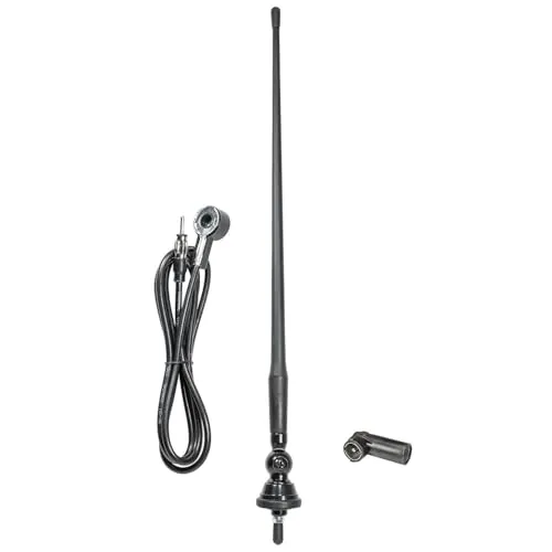 tomzz Audio 1000-001-1 Hochflexible Universal Gummi Antenne AM/FM UKW ca. 1,3m Kabel DIN+ISO Stecker Auto Boot Traktor Outdoor
