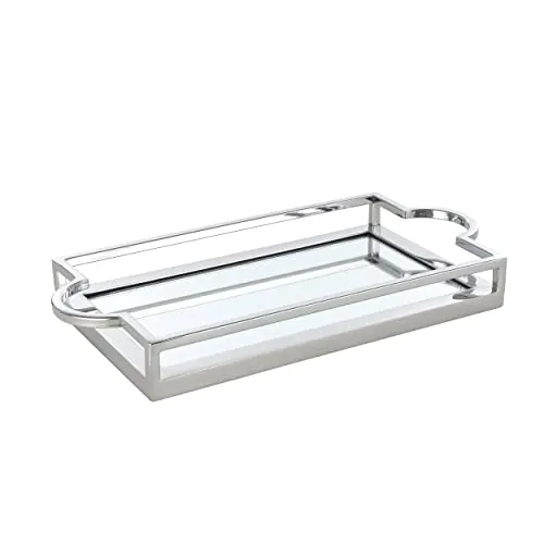 EGLO LIVING Dekotablett Savant: Elegantes Spiegel-Serviertablett - Servierplatten mit Griff und Rand, aus Metall in Chrom und Spiegelglas, ideal für individuelle Tischdekorationen zu jeder Jahreszeit.