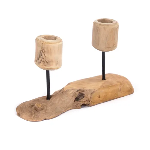 CREEDWOOD KERZENHALTER 2 Lights aus Teakholz - Teelichthalter aus einzigartigem Teakholz, das jedem Raum eine gemütliche Atmosphäre verleiht. Jedes Stück ist ein Unikat mit charismatischen Holzmaserungen und hoher Lebensdauer.
