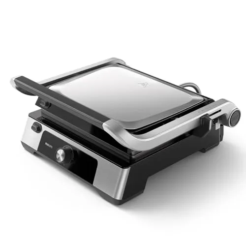 Philips 5000 Series HD6301/90 - Vielseitiger Kontaktgrill mit austauschbaren Grillplatten, 2000 Watt Leistung für schnelles Grillen und einfache Reinigung dank spülmaschinenfester Teile. Ideal für gesellige Grillabende.