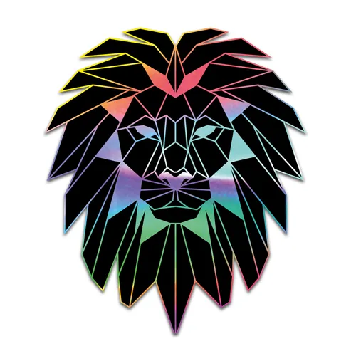Polygon Löwe Hologramm Aufkleber Folie Sticker Tiere Effekt Abstrakt R117