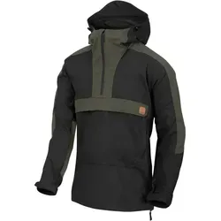 Helikon-Tex WOODSMAN Anorak Jacket® - Black/Taiga Green - Funktionsjacke aus leichtem Fleece, ideal als zusätzliche Schicht mit fünf Reißverschlusstaschen und Kabeldurchführung in der Brusttasche.