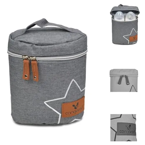 Cangaroo Thermotasche Charlie Thermobox für 2 Babyflaschen Reißverschluss Griff grau