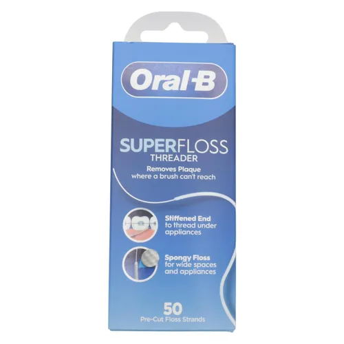 Oral-B Superfloss 50 m - Effektive Zahnreinigung - Hochwertige Zahnseide für eine gründliche Reinigung zwischen den Zähnen. Mit spezieller Struktur für schwer erreichbare Stellen und optimale Mundpflege.