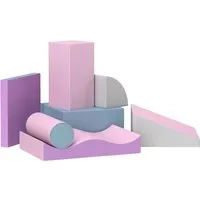 Homcom Softbausteine Set – Pink & Grau - Motorikspielzeug für Kinder, fördert Kreativität und Fantasie mit sieben verschiedenen weichen Schaumstoffbausteinen, ideal für sicheres Spielen und Entdecken!