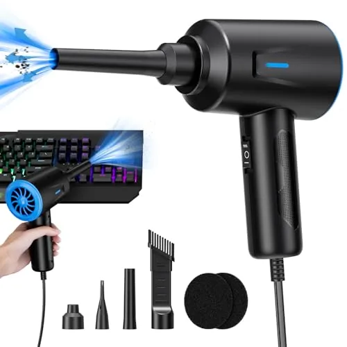 Goweto Elektrische Staubgebläse - 500W Druckluft - 5.74 oz Compressed Air - PC Reinigungsset für Laptop - Tastatur - Auto - Bürogeräte