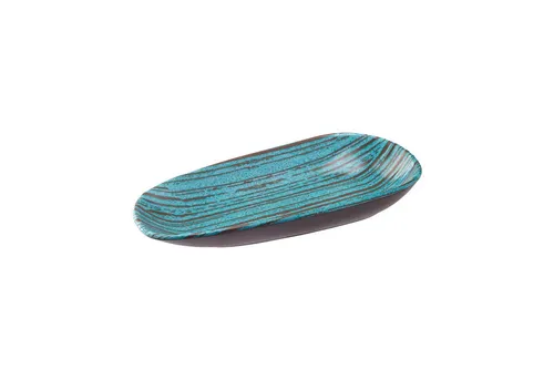 APS Teller CANCUN, Melamin, 34 x 15,5 cm - Der APS Teller CANCUN aus robustem Melamin ist ideal für Gastronomie und Catering. Mit seiner dekorativen Innenseite in Türkis-Braun und der stapelbaren Form sorgt er für stilvolle Präsentationen bei jedem Anlass.