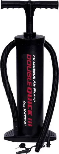 Intex 68615 Double Quick III Handpumpe - Robuste Handpumpe für schnelles Aufblasen von Matratzen und Booten. Die doppelte Pumpfunktion sorgt für effizienten Luftstrom und müheloses Aufpumpen. Ideal für Camping und Zuhause.