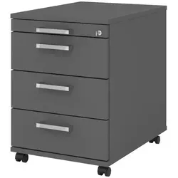 bümö Rollcontainer in Graphit - 4 Schubladen für Ihr Büro - Büroschränke: Der bümö Rollcontainer bietet 4 Schubladen mit sanftem Stopp und abschließbarem Design. Ideal für Ordnung und Sicherheit im Büro, sofort montiert geliefert!
