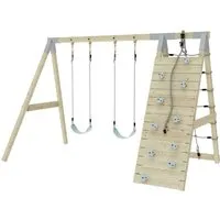 OutdoorToys Klettergerüst - Klettergerüst aus robustem Holz in Mintgrün, ideal für stundenlangen Spielspaß im Garten, empfohlen ab 3 Jahren und nur unter Aufsicht von Erwachsenen.