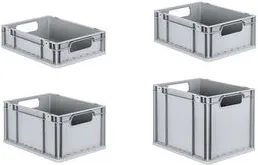 allit Aufbewahrungsbox ProfiPlus EuroEco O432 grau - Robuste Aufbewahrungsbox in Industriequalität, ideal für Transport und Lagerung. Mit offenen Griffen und stabilen Wänden, stapelbar und leicht zu reinigen. Maße: 400 x 300 mm.