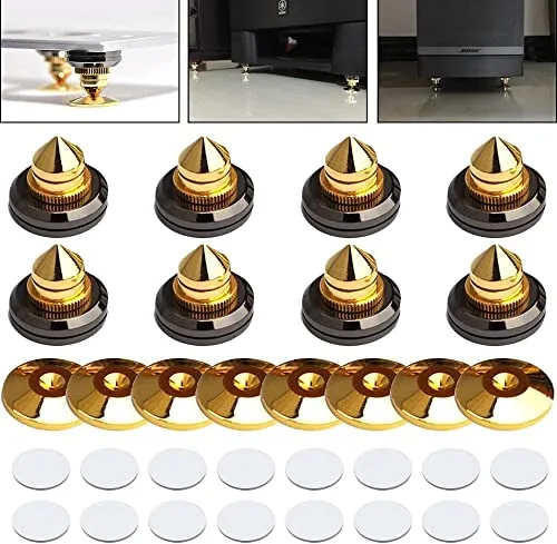 Vergoldete Lautsprecher Spikes Set - 8-teilig - Lautsprecher-Spikes Set zur Schallisolierung, verbessert die Klangqualität und schützt Böden vor Kratzern. Ideal für HiFi-Anlagen, sorgt für optimale Entkopplung und reduziert unerwünschte Vibrationen.
