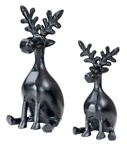 Levandeo® Dekoobjekt 2er Set Rentiere aus Metall in Schwarz - Kunstvolle Tischdeko für die Weihnachtszeit: Dieses 2er Set aus glänzendem Metall in Schwarz verleiht jedem Raum festlichen Charme. Ideal für Tische, Kommoden oder als Geschenk – ein echter Hingucker!