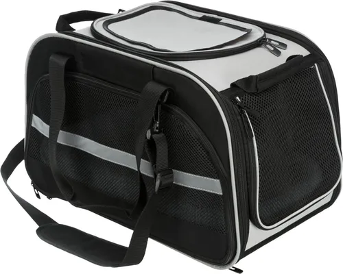 TRIXIE Wohn- und Transporttasche Valery - 29 x 31 x 49 cm, schwarz grau, ideal für Katzen als Kuschelhöhle und Transportlösung