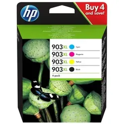 Original HP 903XL Tinte Multipack - Schwarz, Cyan, Magenta, Gelb - Tintenpatronen für brilliante Druckqualität, kompatibel mit HP OfficeJet Pro 6970/6975/6978, ideal für professionelle Ausdrucke.