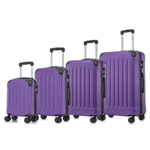 Lila Koffer Suitcase Set - Trolley Reisekoffer mit 4 Rollen - Praktisches Koffer Set in Lila, ausgestattet mit 4 Rollen, Teleskopgriff und Schloss. Ideal für Reisen, bietet optimale Mobilität und Sicherheit.