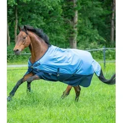BUSSE Outdoordecke 3D Air Rain Eisblau/Navy 145 cm - Reit- & Pferdebedarf: Hochfunktionale, atmungsaktive Regendecke mit Abschwitzfunktion, wind- und wasserdicht, ideal für wechselhaftes Wetter und schützt die empfindliche Rückenmuskulatur.