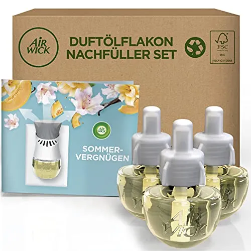 Air Wick 3er-Set Raumduft-Nachfüller "Sommervergnügen", 19 ml - 3 Nachfüller für den Febreze Duftstecker, sorgen für langanhaltende Frische mit 3 harmonischen Düften, ideal zur kontinuierlichen Geruchsbeseitigung.