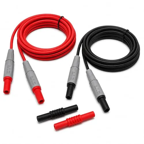 PeakTech Isolierte 4 mm Verbindungsleitungen mit Verlängerungsstück - CAT III 1000 V, P 7005, rot und schwarz