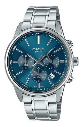 Casio Standard Quarz Chronograph MTP-E515D-2A1V Herrenuhr - Armbanduhren mit stilvollem blauen Zifferblatt und robustem Edelstahlarmband, wasserdicht bis 50m – ideal für den modernen Mann.