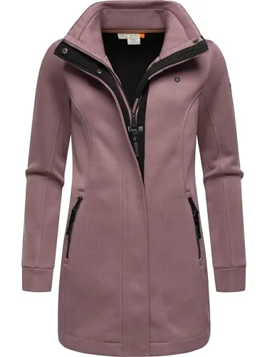 Ragwear Damen Leichter Sweat-Übergangsmantel Letrice Bonded Mauve24 - Funktionsjacke mit windabweisendem Obermaterial, hohem Kragen und tailliertem Schnitt für optimale Bewegungsfreiheit – ideal für Übergangszeit und Outdooraktivitäten.