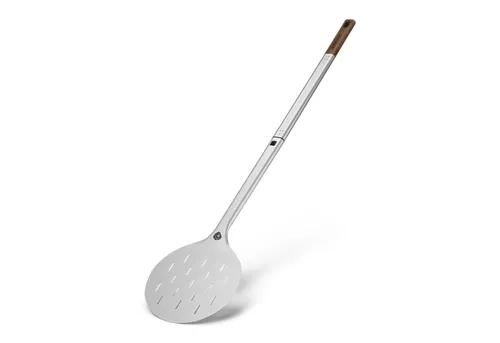 BURNHARD Pizzawender rund – Aluminium-Schaufel mit Akazienholz-Griff - Praktischer Pizzawender für jeden Pizzabäcker: Die perforierte Schaufel verhindert das Ankleben der Pizza. Mit langlebigem Material und Steckmechanismus für platzsparende Aufbewahrung – ideal für deinen Pizzaofen!