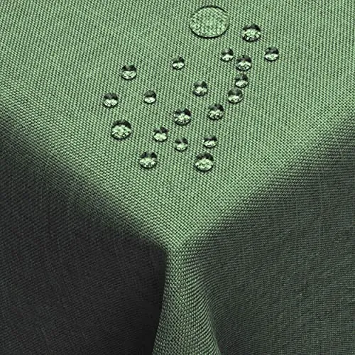 DecoHomeTextil Leinen Optik Tischdecke, Quadratisch 110 x 110 cm Dunkelgrün, wasserabweisend, fleckenabweisend, abwaschbar, Lotuseffekt, bügelfrei