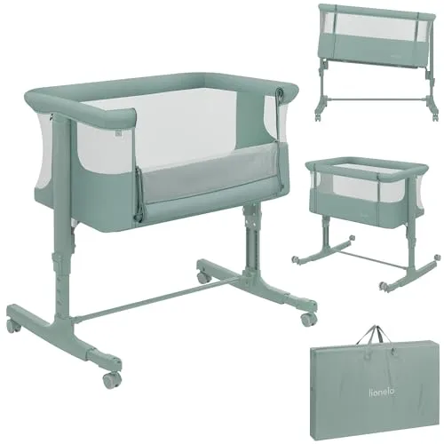 lionelo Baby-Reisebett AURORA 3-in-1 - Vielseitiges 3-in-1 Babybett: Beistellbett, Wiege und freistehendes Bett. Mit stufenloser Höhenverstellung, praktischen Rollen und hochwertiger Matratze für optimalen Komfort.