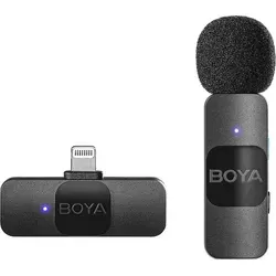 BOYA Kabelloses Mikrofon x1 BY-V1 Mini Lightning - Schwarz - Ultrakompaktes kabelloses Mikrofon für Apple-Geräte mit erstklassiger Klangqualität. Ideal für Vlogs und Live-Übertragungen. Mit bis zu 9 Stunden Akkulaufzeit und Rauschunterdrückung für klare Aufnahmen.