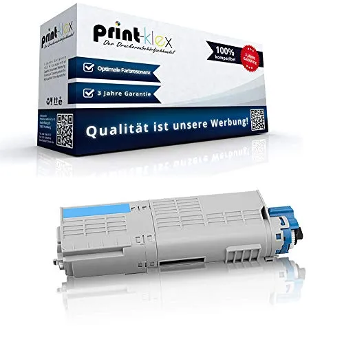 Print-Klex Tonerkartusche kompatibel für Oki C 532DN 542DN MC 563DN 573DN C532 C542 MC563 MC573 46490607 C532 Blau Cyan - Office Print Serie