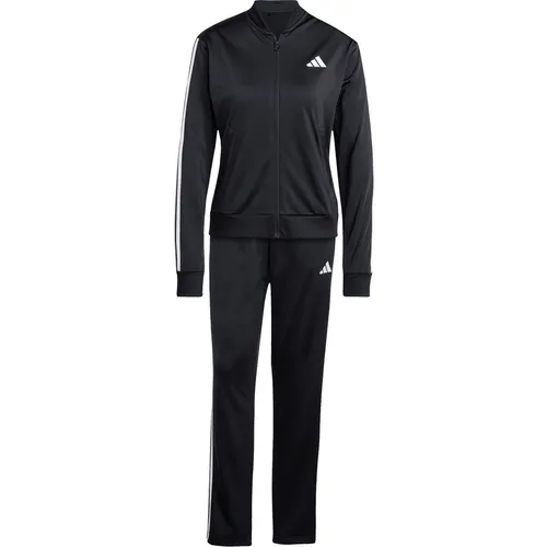 adidas Damen ESSENTIALS 3-STRIPES TRACKSUIT Black, M - Trainingsanzug für Damen mit regulärem Schnitt, aus 100 % recyceltem Polyester, ideal für Sport und Freizeit, bequem mit durchgehendem Reißverschluss und praktischen Taschen.