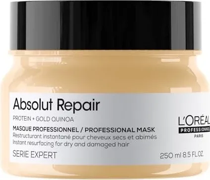 L'Oréal Professionnel Serie Expert Absolut Repair Maske 250 ml - Die Absolut Repair Maske von L'Oréal Professionnel bietet intensive Pflege für strapaziertes Haar. Mit hochwertigem Quinoa und Proteinen sorgt sie für geschmeidiges, glänzendes Haar und repariert die Haaroberfläche. Ideal für die tägliche Anwendung.