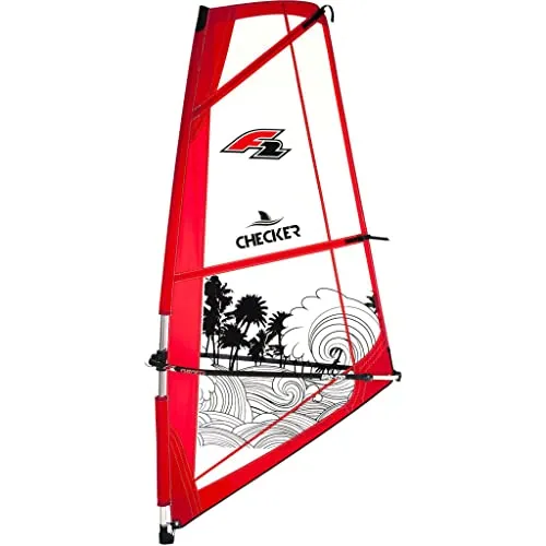 F2 Checker Complete RIGG 4,5 m² Unisex SUP Sail Segel - Das F2 Checker Complete RIGG bietet ein leichtes und robustes Design mit Alu-Mast und Gabelbaum. Ideal für Windsurf-Einsteiger und -Fortgeschrittene. Inklusive Transporttasche für einfachen Transport.