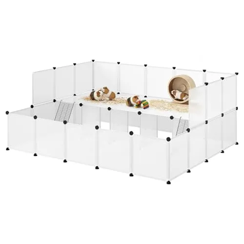 EUGAD Freigehege für Kaninchen - Modularer Indoor-Kleintierlaufstall, 181x72x145cm, ideal für Meerschweinchen und Chinchillas mit einfacher Montage und guter Belüftung