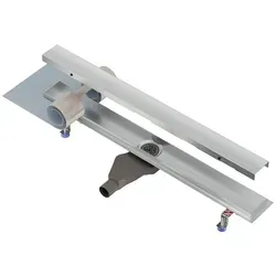 NORDONA Duschrinne Edelstahl Abflussrinne Bodenablauf, Komplett-Set, Klassische Blende, 90 cm silberfarben 7,5 cm x 90 cm