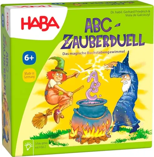 HABA ABC Zauberduell - Lernspiel zum Buchstabenlernen für Schulanfänger - Entdecke das magische Buchstabenspiel "ABC-Zauberduell" von HABA! Fördert spielerisch das Alphabet und Konzentration. Ideal als Geschenk zur Einschulung – macht Spaß für die ganze Familie!