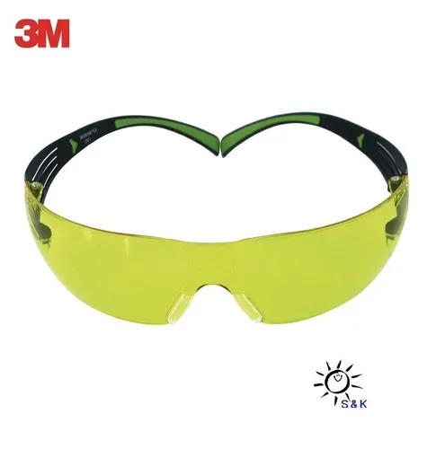 3M Schutzbrille gelb SecureFit400 Bügel schwarz grün PC gelb EN166 EN172